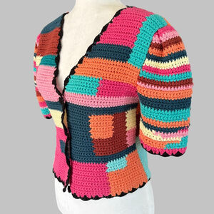 TACH Tini Patchwork Cotton Cardigan Size Small